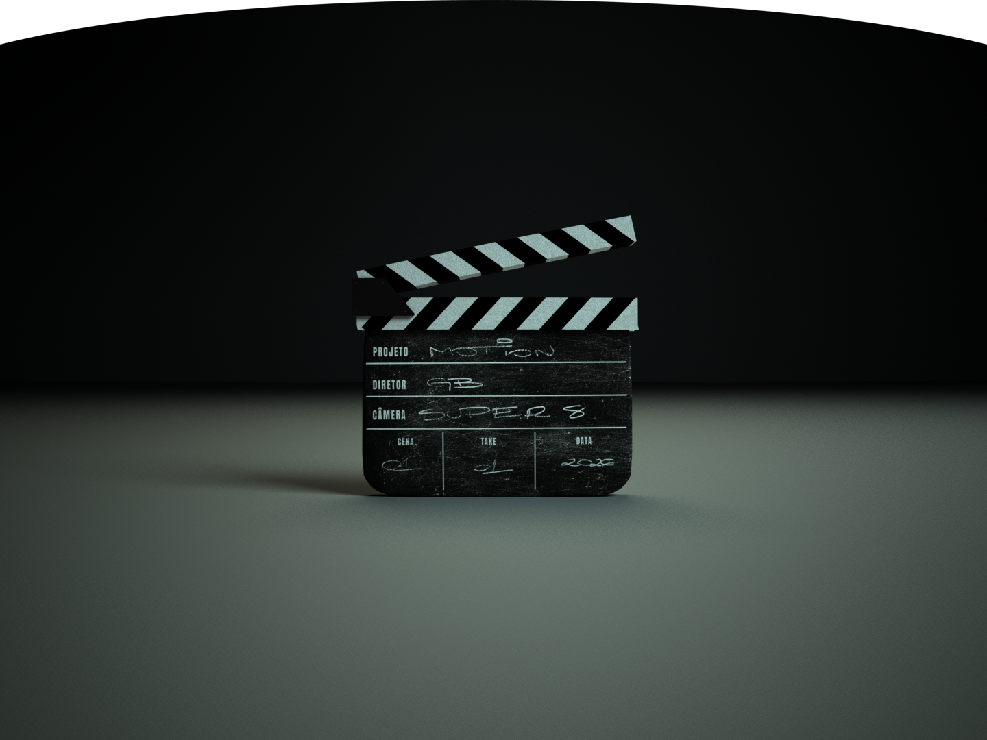 Estudo de materiais em camadas com estética inspirada em câmeras Super 8.